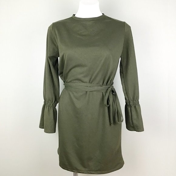 Zara Trafaluc Olive Bell Sleeve Sweater Dress - Picture 4 of 11